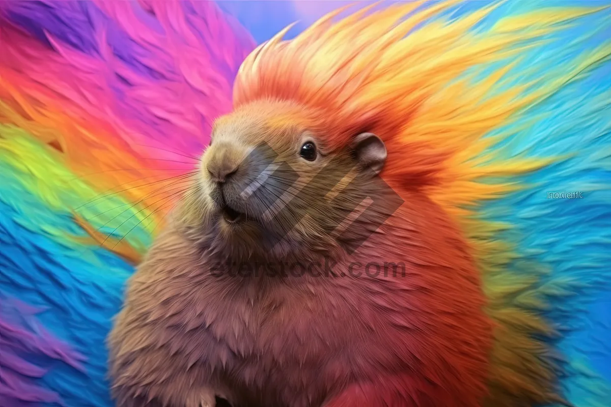 Picture of Cute brown guinea pig with fluffy fur