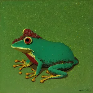 Abstract Orange-eyed Tree Frog Camouflage