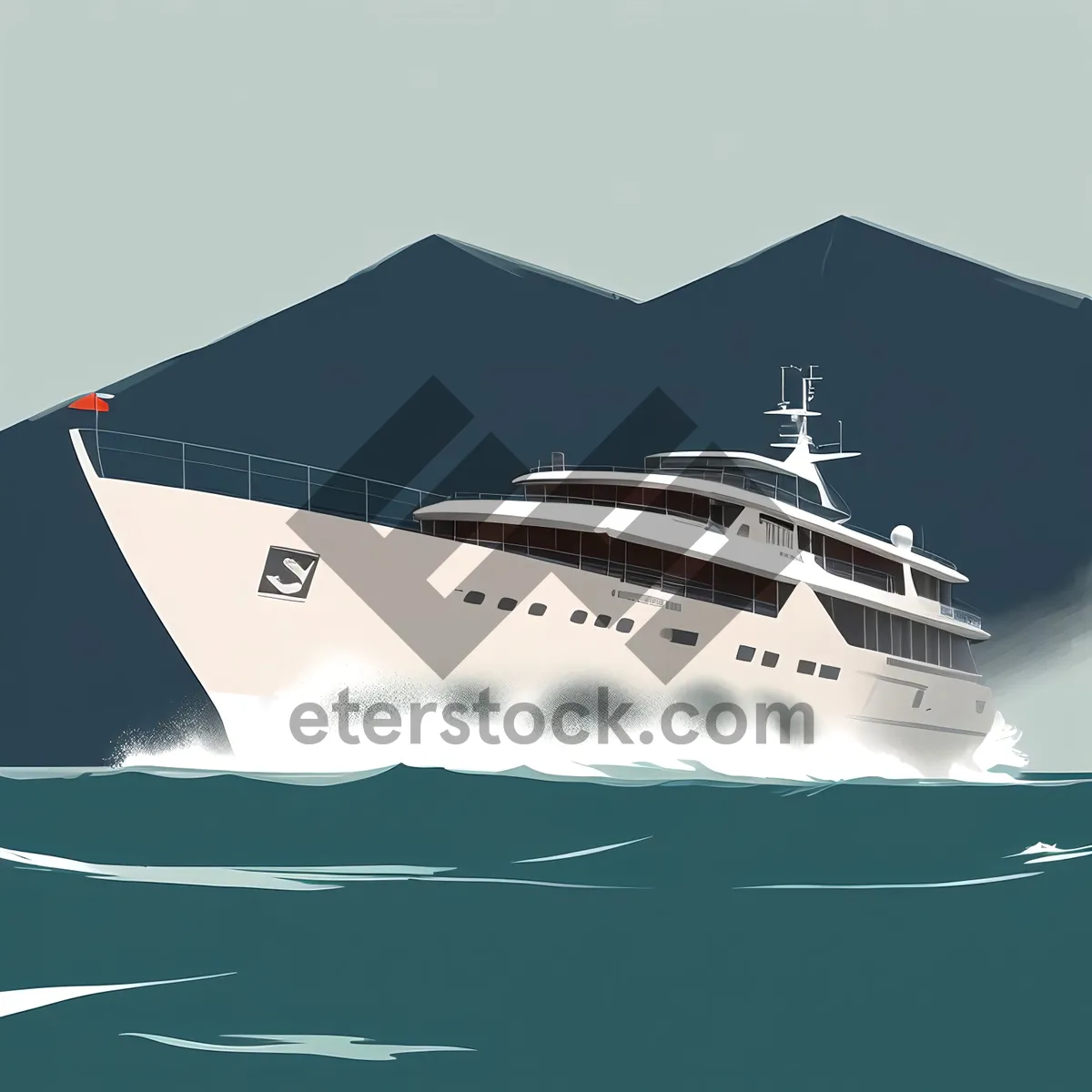 Picture of Ocean liner cruise ship on open sea vacay.