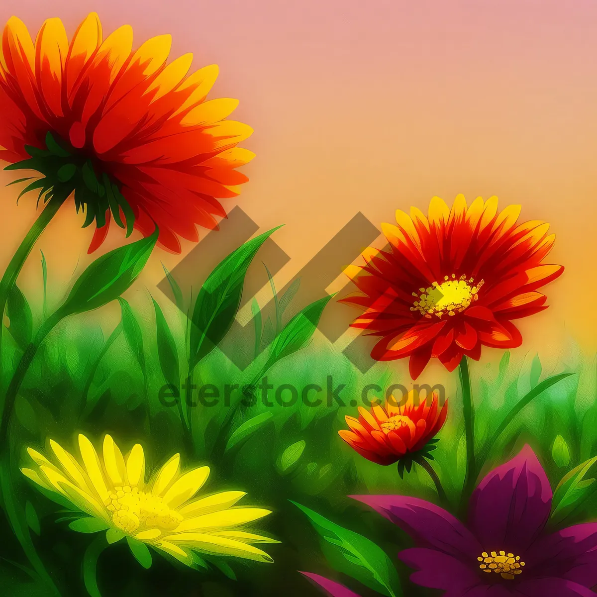 Picture of Bright Summer Floral Sunflower Pattern