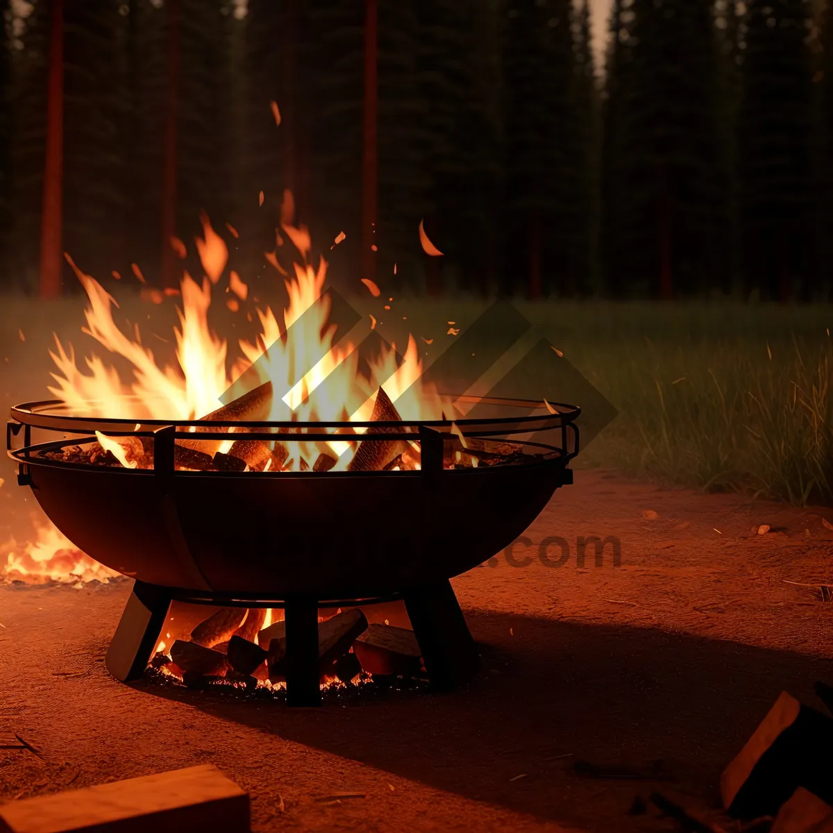 Picture of Fiery Glow: A Captivating Bonfire's Dancing Flames