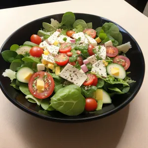 Delicious vegetable salad with fresh ingredients.