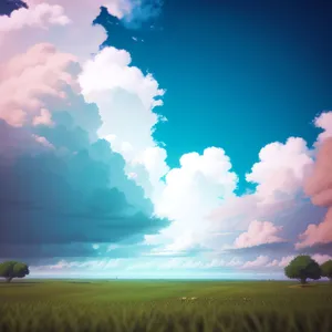 Sunlit Clouds over Rural Meadow