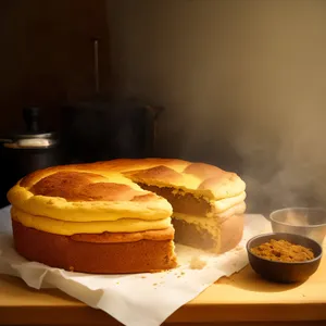 Delicious cheeseburger and sweet cake on plate