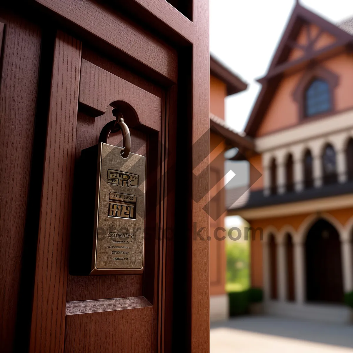 Picture of Vintage Wooden Entrance Door in Old Building