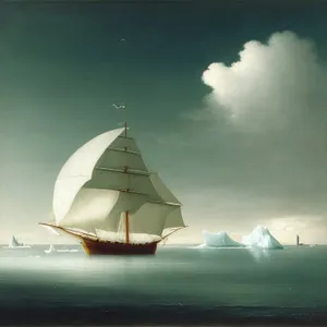 Majestic Schooner Sailing Across Vast Ocean