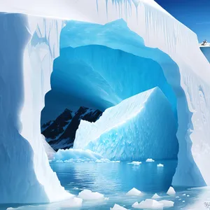 Frozen Arctic Landscape with Majestic Glacier in Winter