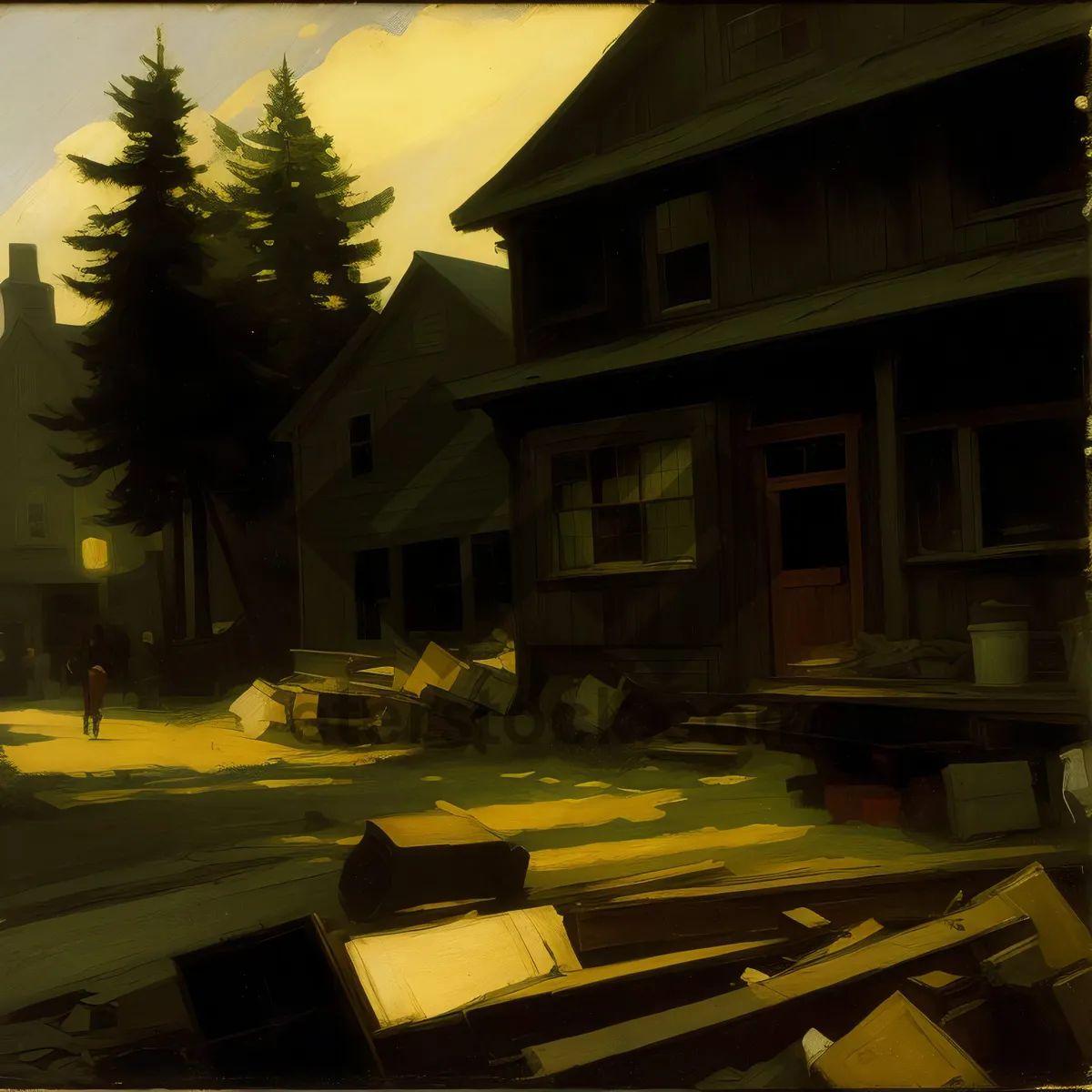 Picture of Modern Luxury Interior with Wood Furniture and Lamp