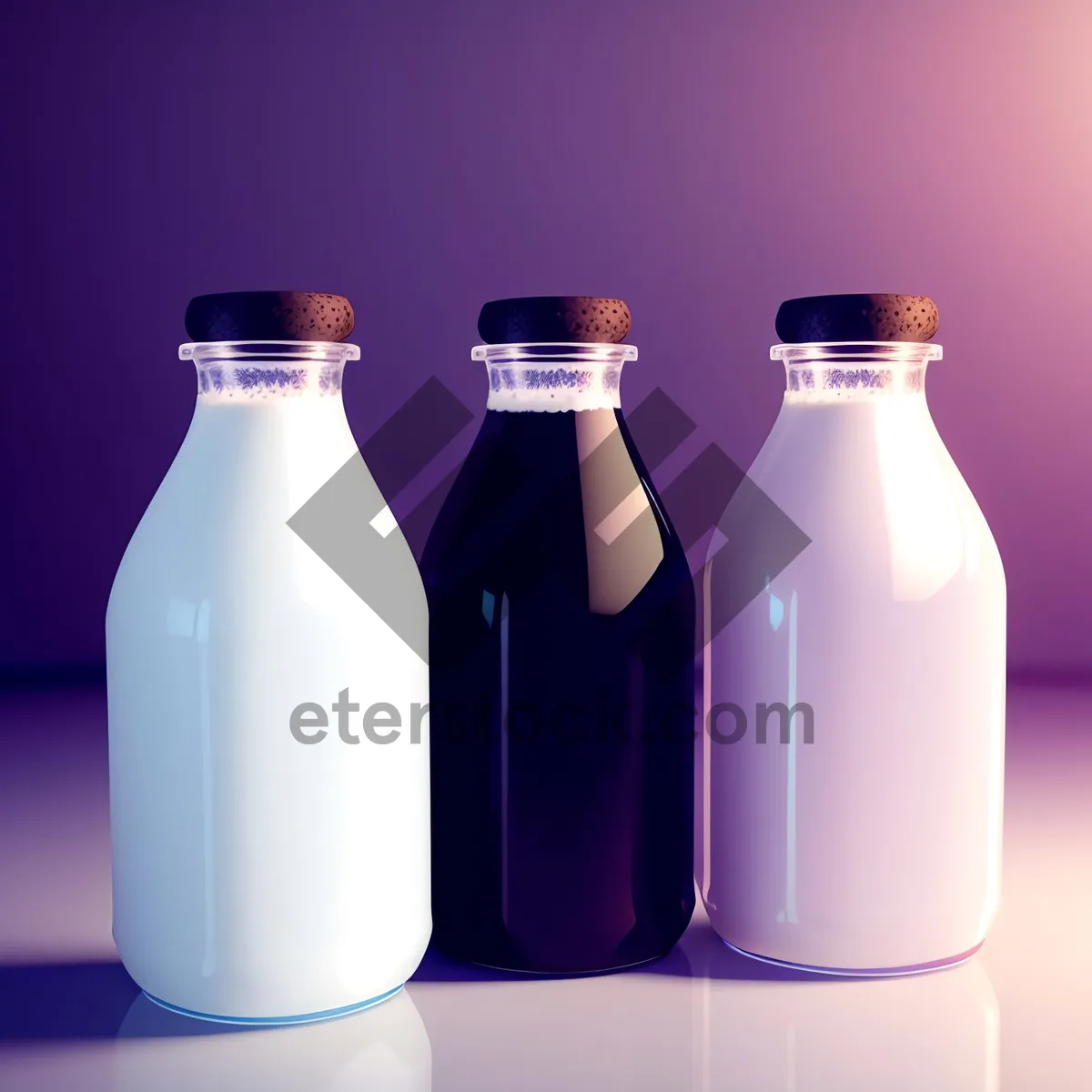 Picture of Refreshing Dairy Milk in Transparent Bottle