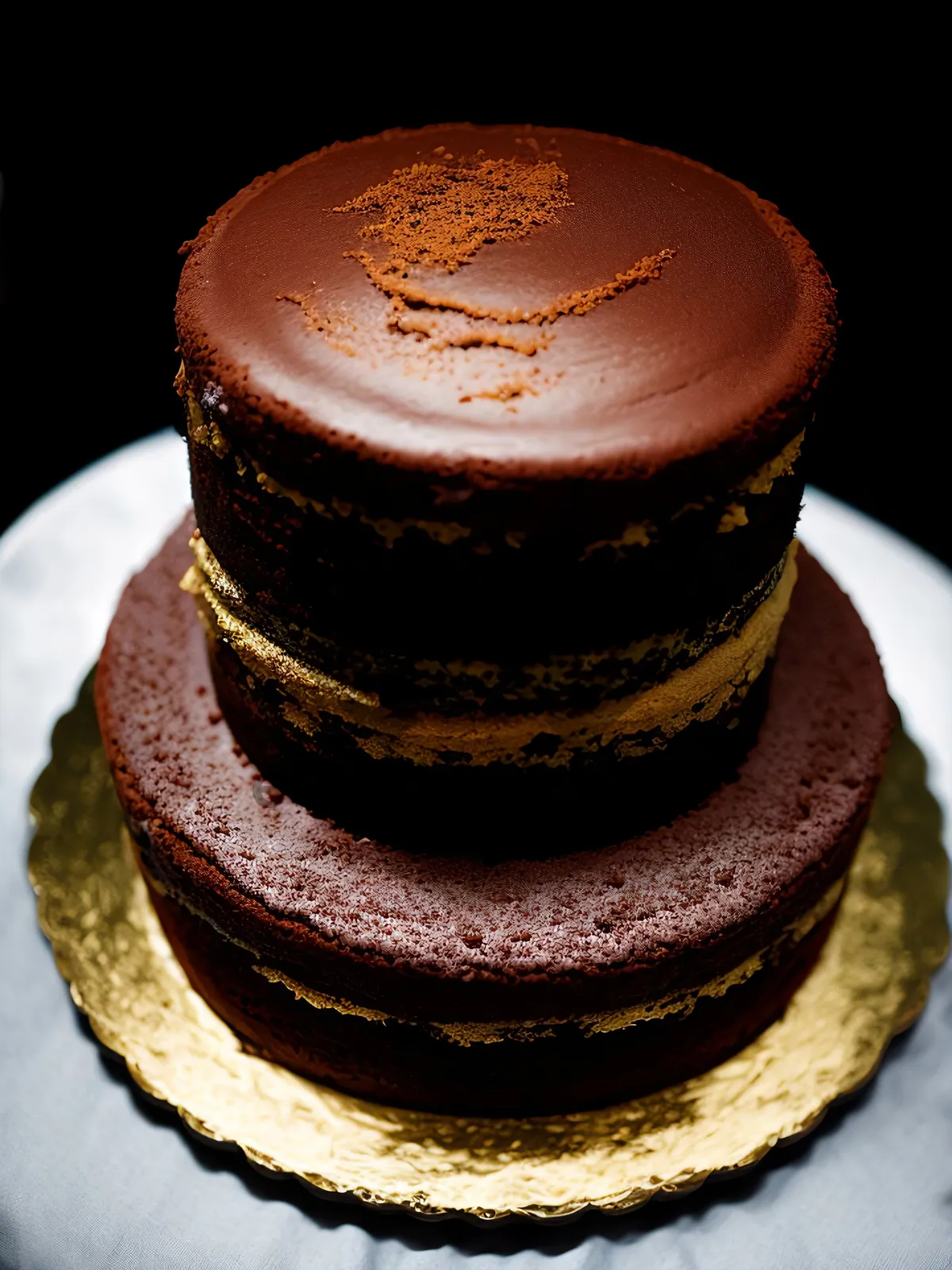 Picture of Decadent chocolate cake with sugary indulgence