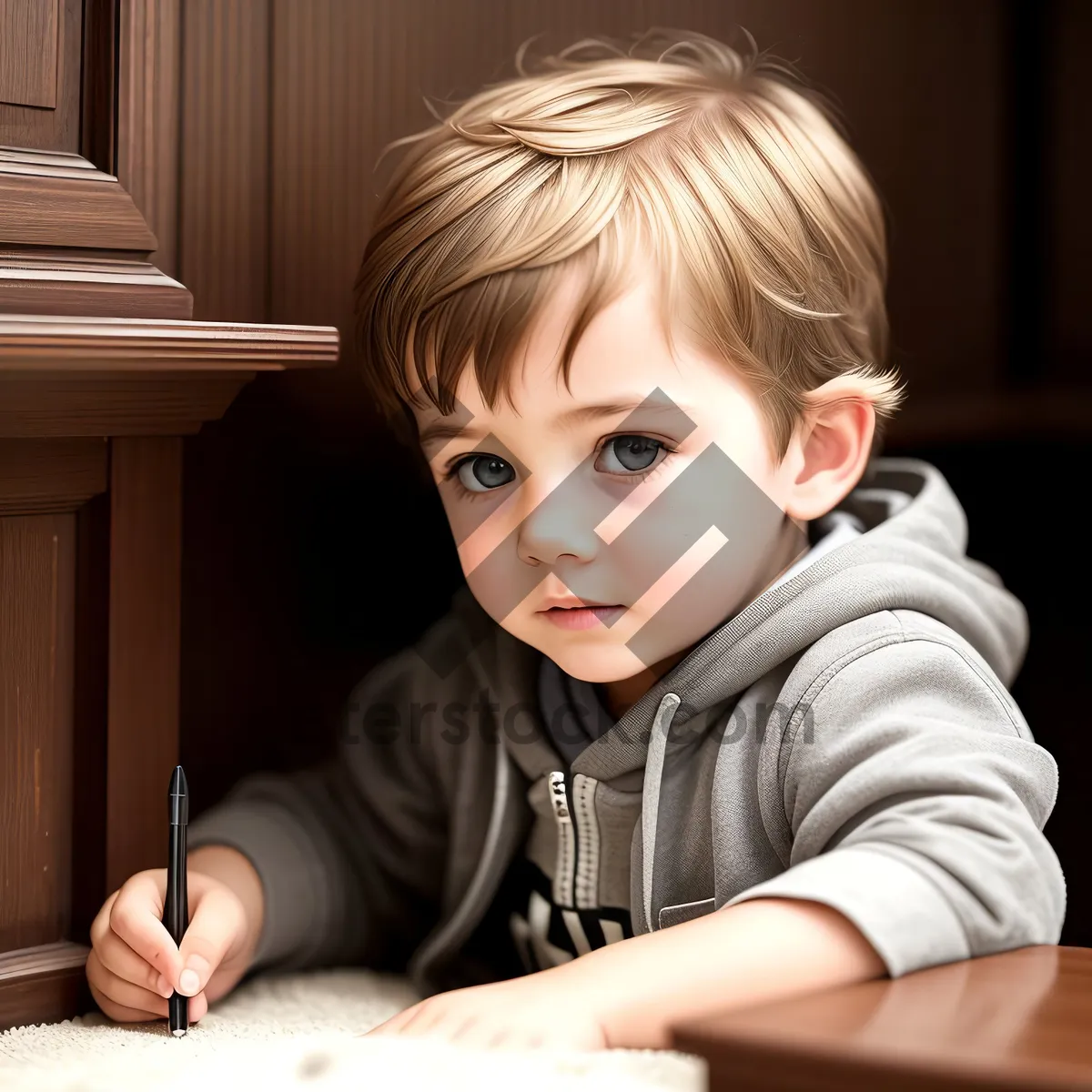 Picture of Adorable blond boy with a happy expression