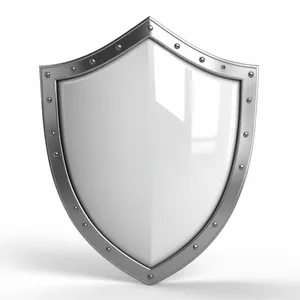 Shiny metal shield emblem with heart symbol