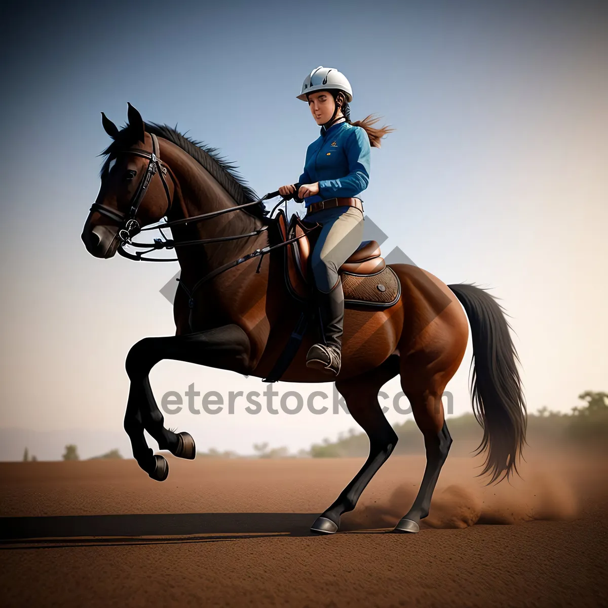 Picture of Professional equestrian rider on majestic stallion