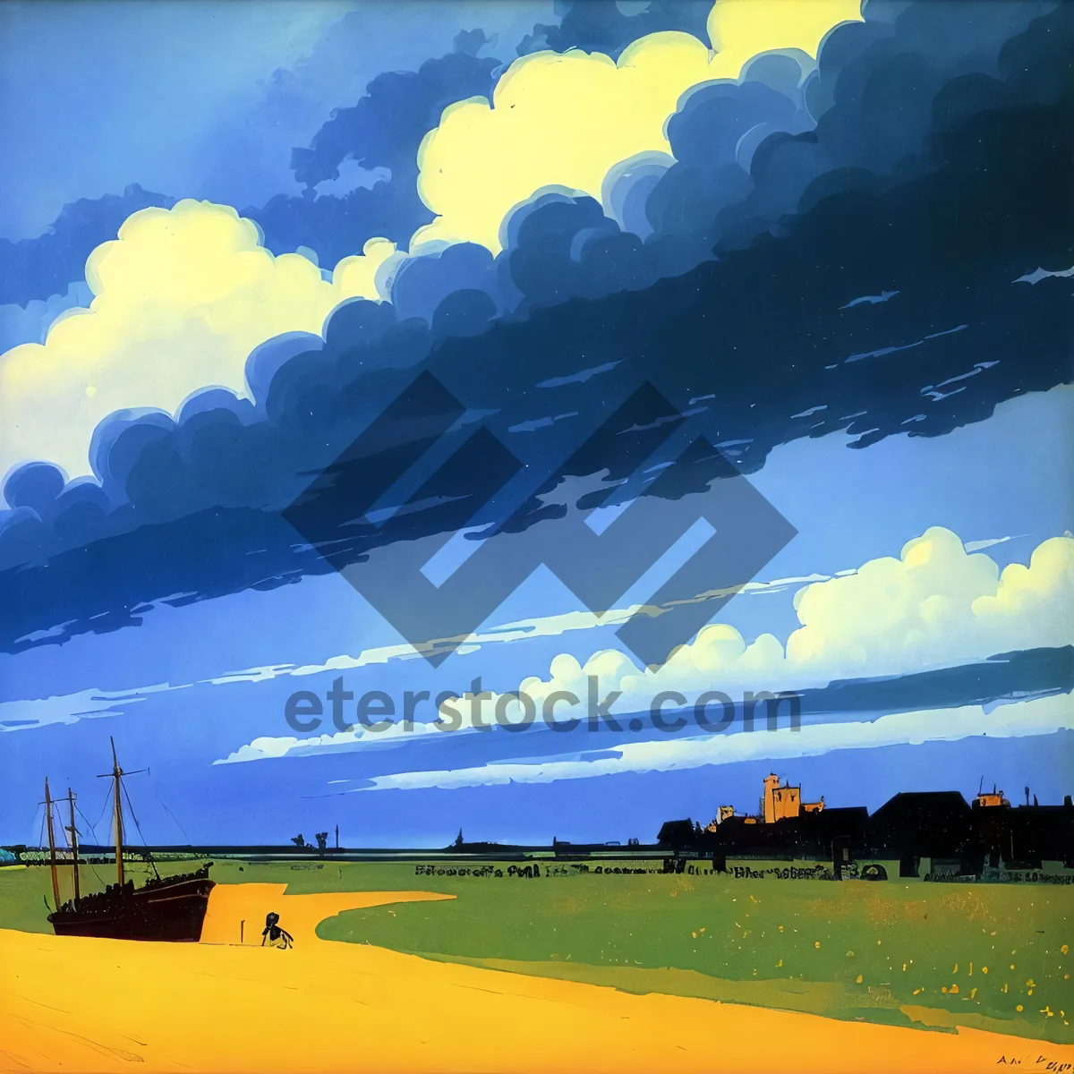Picture of Idyllic Rural Farming Landscape under Sunny Skies