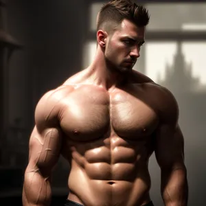 Ripped and Chiseled: Athletic Male Bodybuilder Flexing Muscles