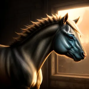 Stunning Thoroughbred Stallion Portrayal with Majestic Mane