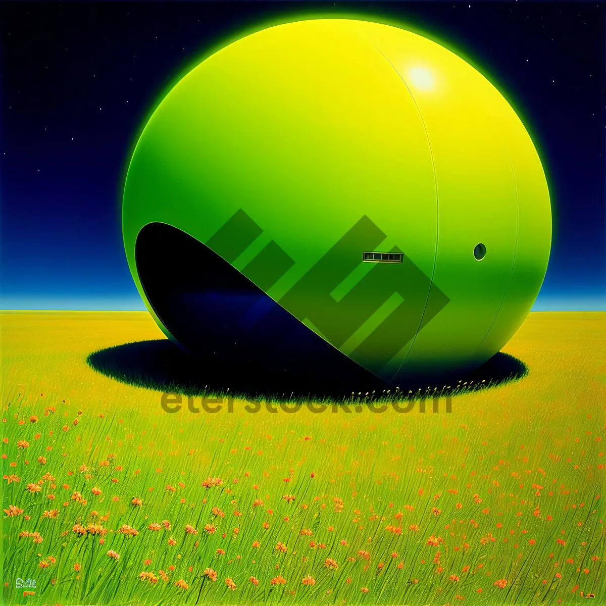 Picture of Vibrant Sky with Balloon Over Sunny Landscape