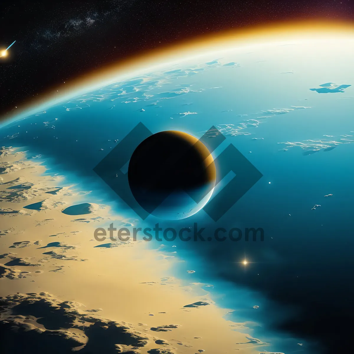 Picture of Galactic night sky with shining moon and stars