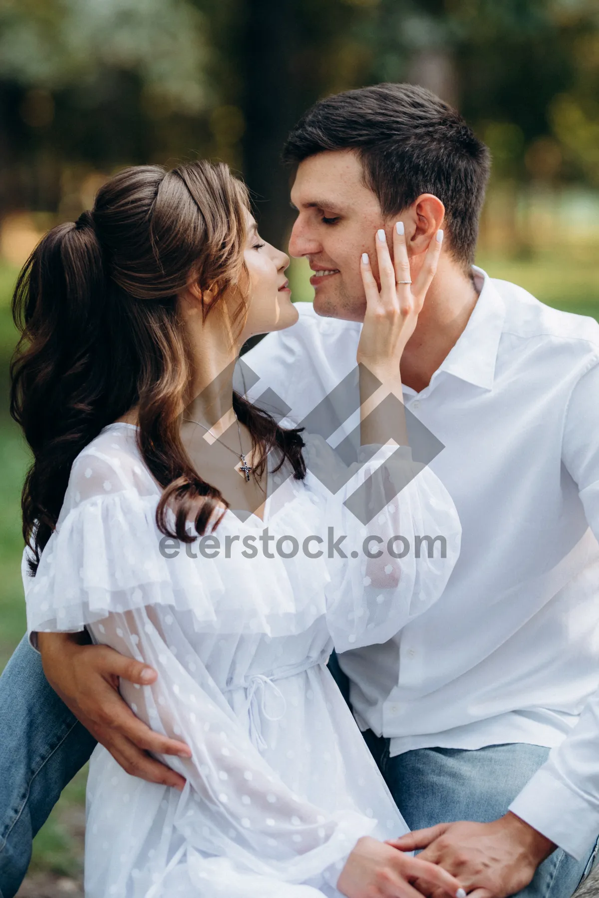 Picture of Happy couple smiling outdoors in love