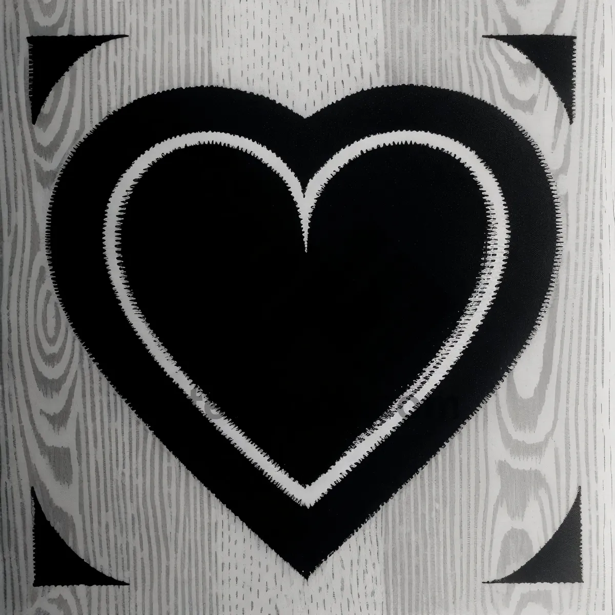 Picture of Elegant black heraldic heart damask design.