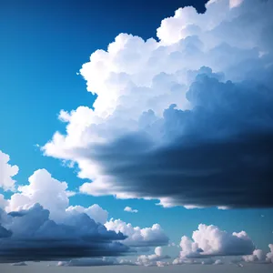 Vibrant Summer Sky with Fluffy Clouds