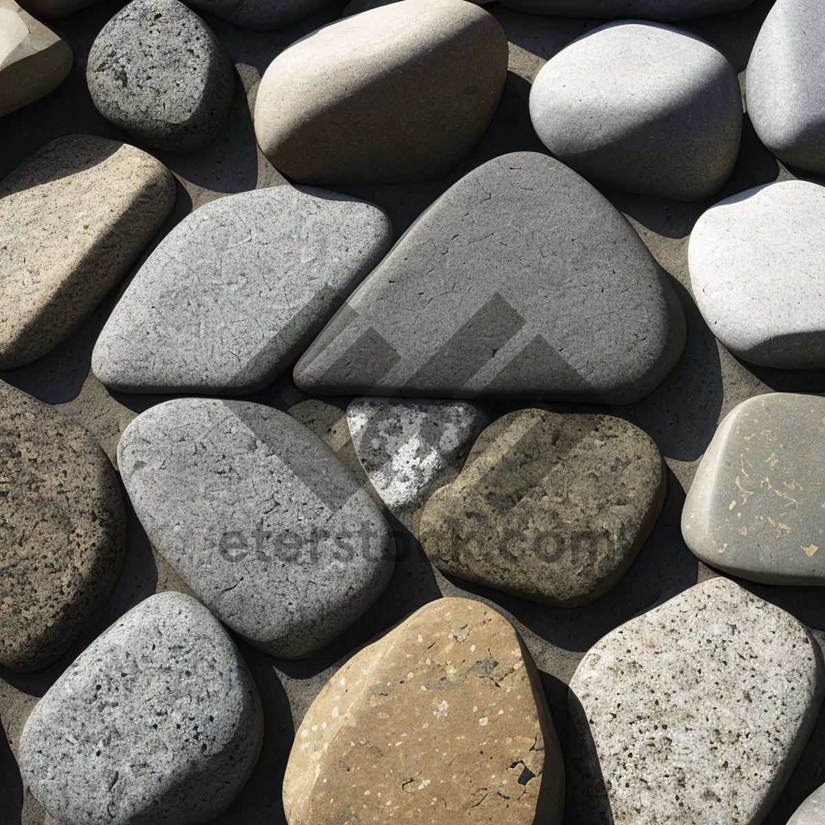 Picture of Textured Rock Wall with Stacked Pebble Stones