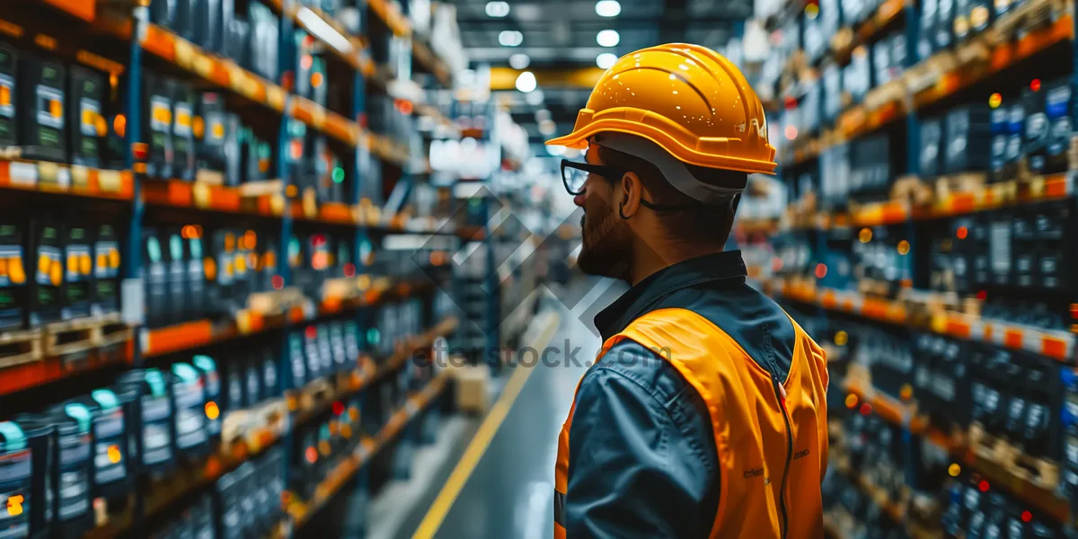 Picture of Happy male construction worker with hardhat and tools