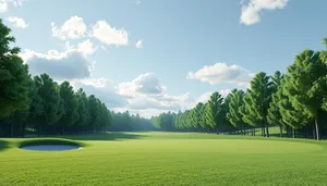 Sunny Summer Golf Course Landscape View