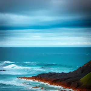 Turquoise Paradise Beach: Serene Waves caress Sun-kissed Shoreline