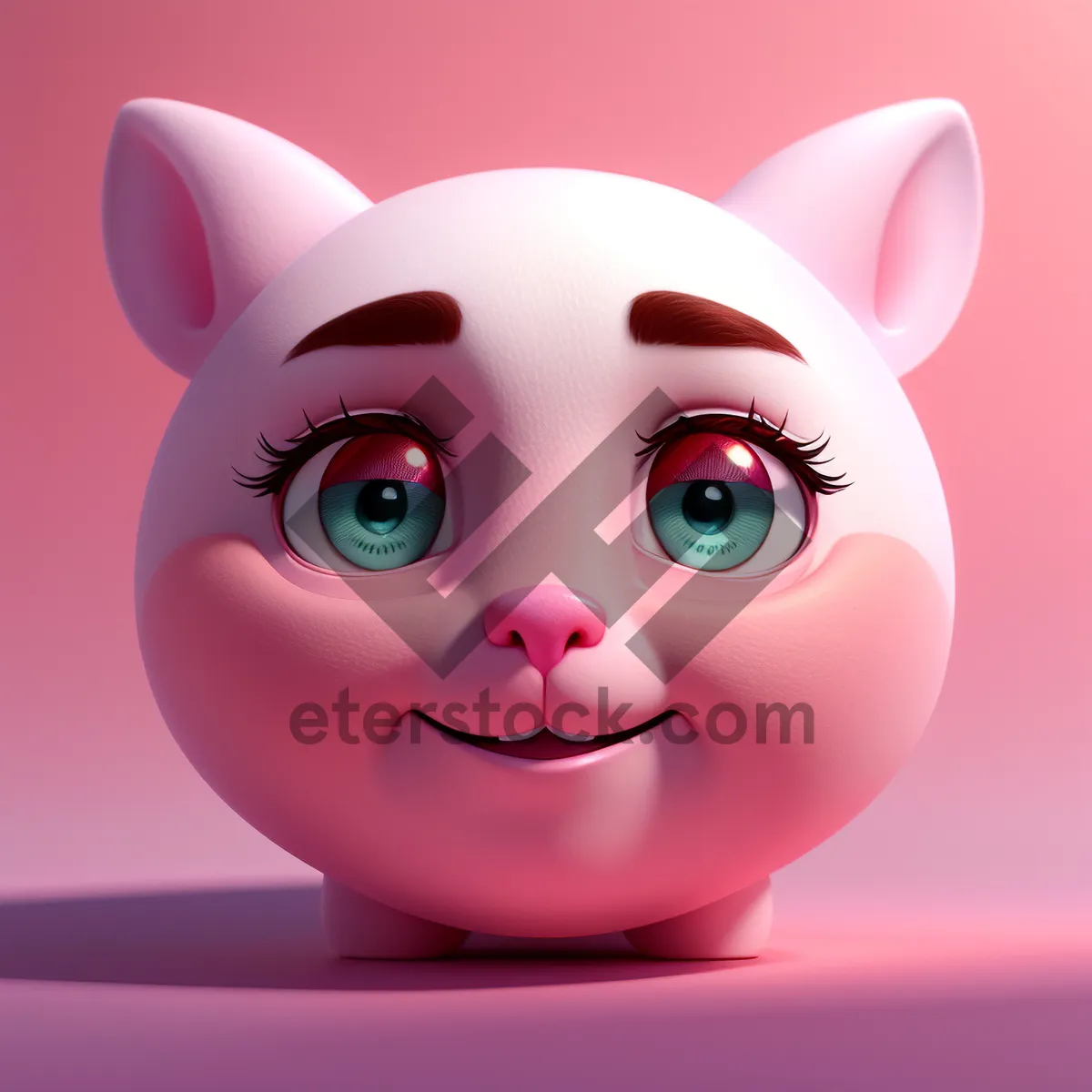 Picture of Cute Cartoon Bunny Piggy Bank Saves Money
