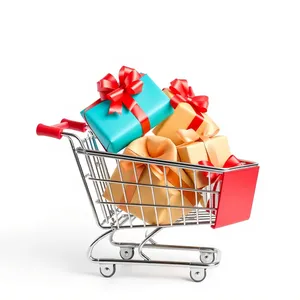 Empty 3D shopping cart symbolizing online commerce and retail