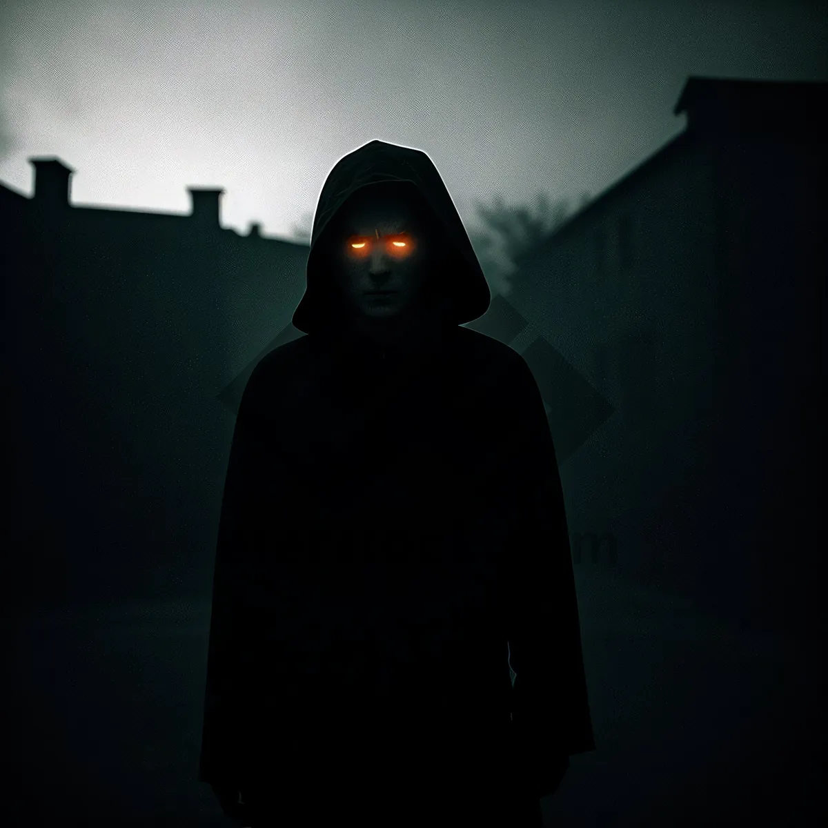 Picture of Silhouette of a Masked Man in Black Robe