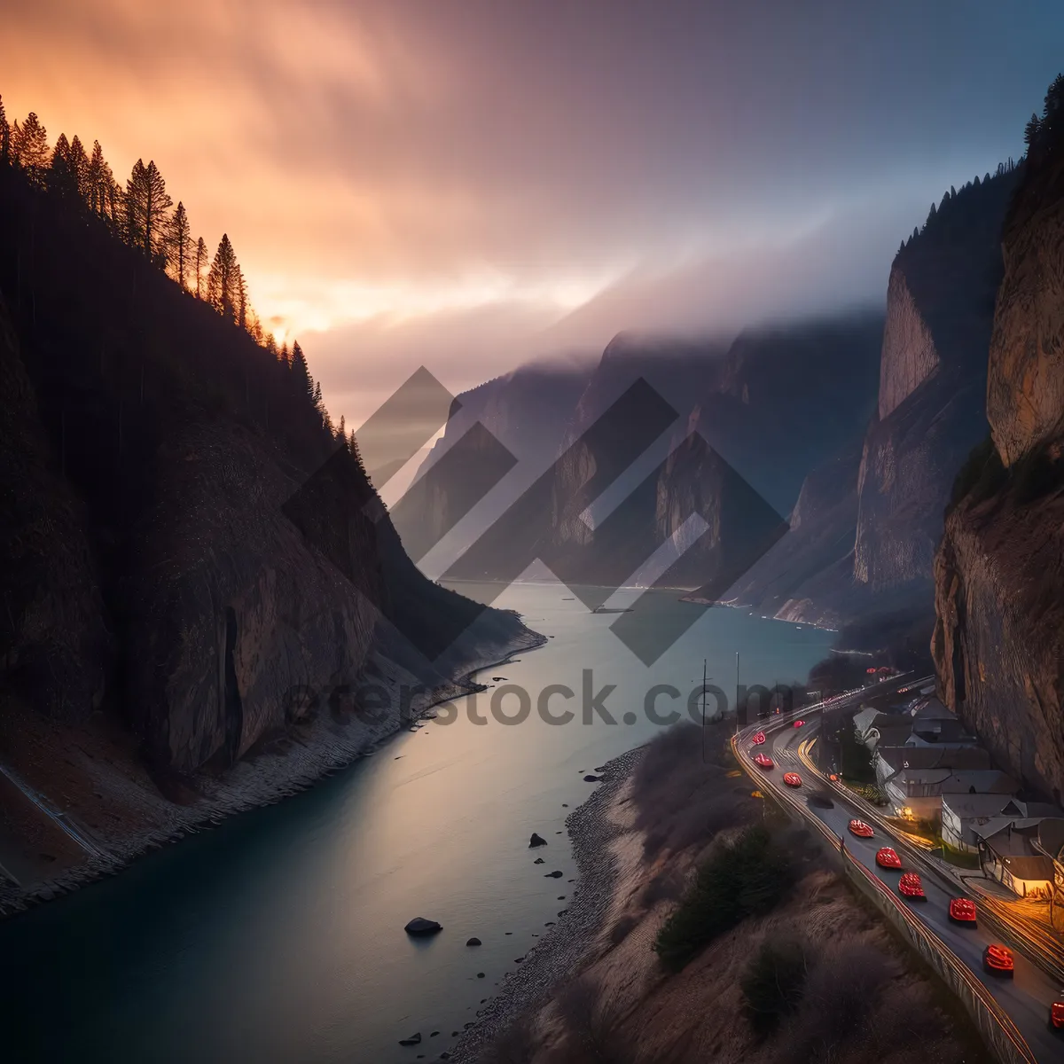 Picture of Majestic Mountain Range Reflecting in Serene Lake