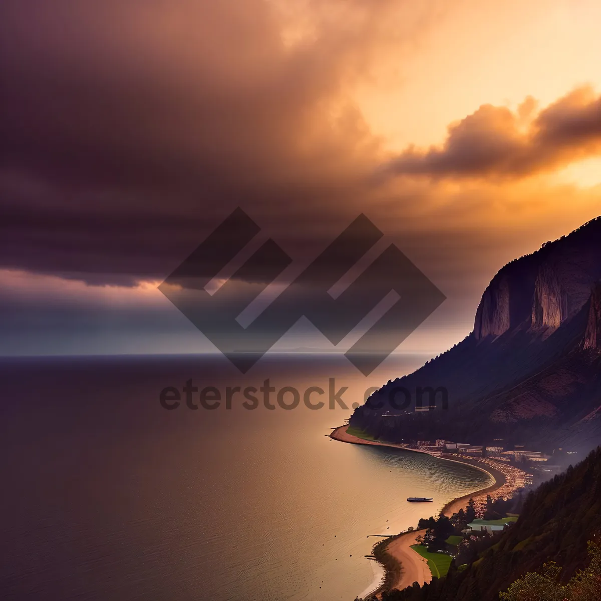 Picture of Serenity at Sunset: Coastal Landscape with Sea and Sky