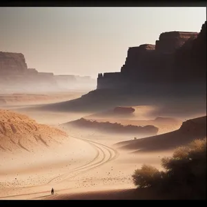 Desert Serenity: Majestic Sunset Over Sandstone Canyon