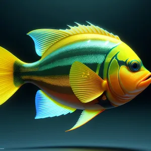 Vibrant Swimmer: Golden Tropical Fish in Aquarium