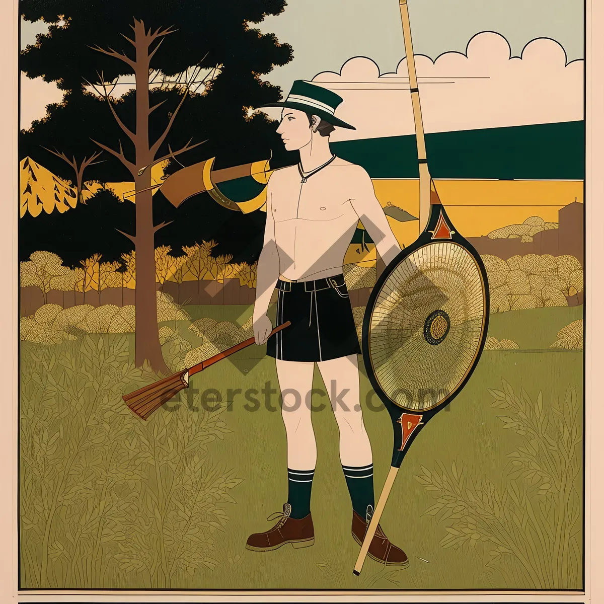 Picture of Sports Shield with Tennis Racket and Bow