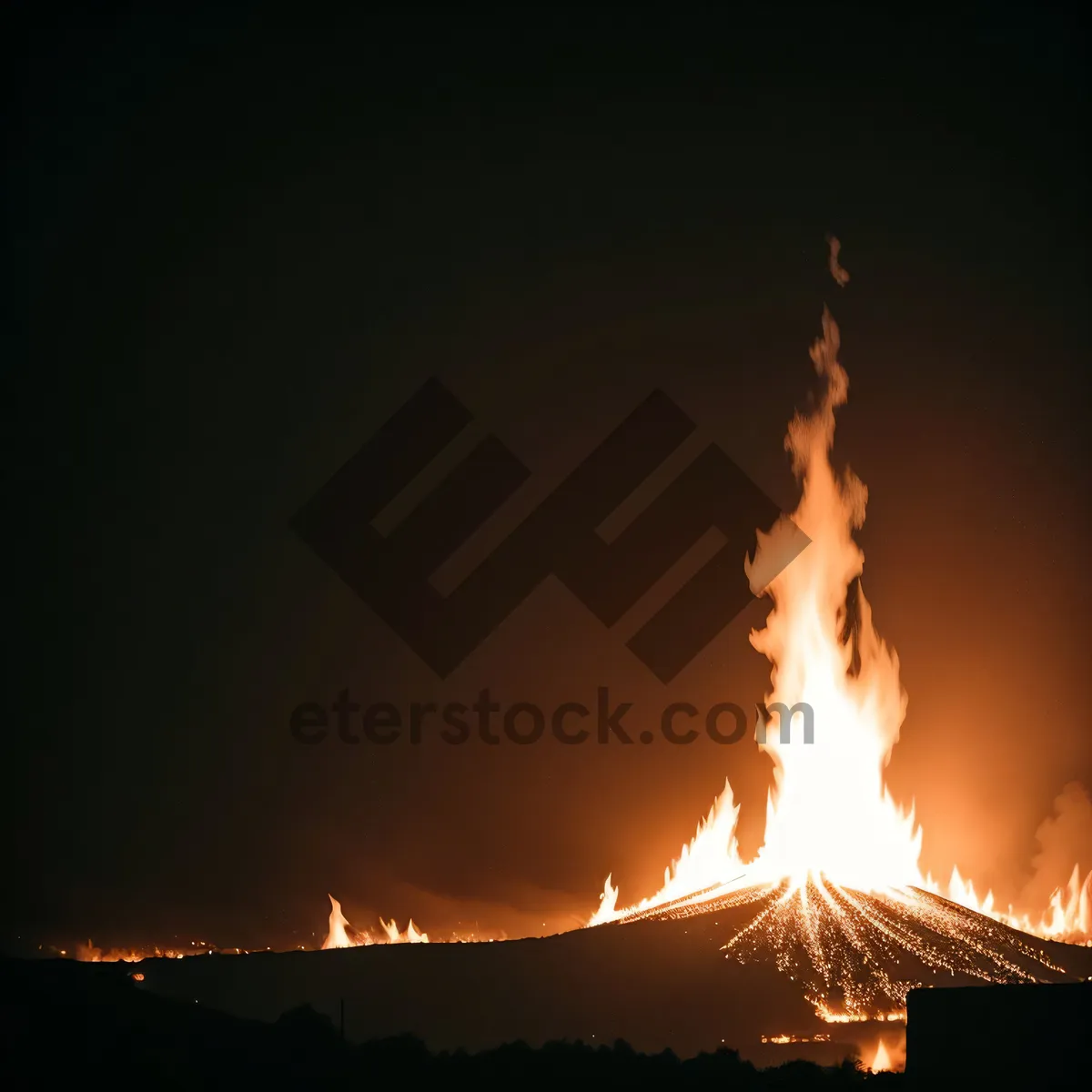Picture of Blazing Inferno: Volcanic Mountain Engulfed in Flames