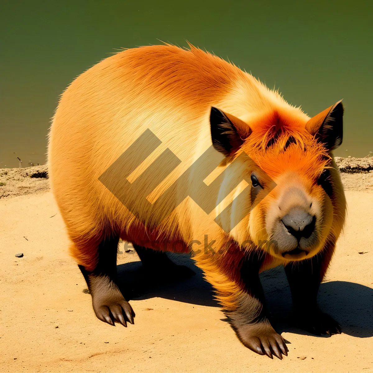 Picture of Rural Horse Grazing in Brown Grass Field