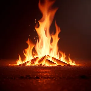 Fiery Glow: Burning Flames Illuminate the Danger