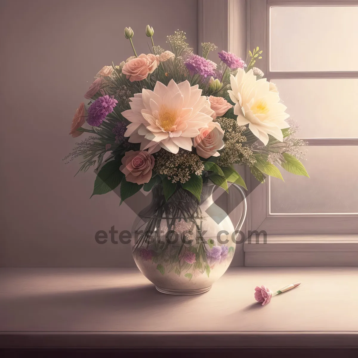 Picture of Romantic Pink Floral Vase Arrangement for Weddings