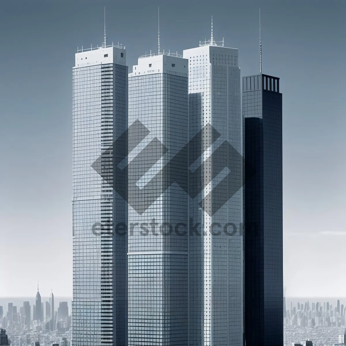 Picture of Futuristic Corporate Tower in Modern Cityscape.