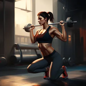 Attractive woman lifting weights at the gym.