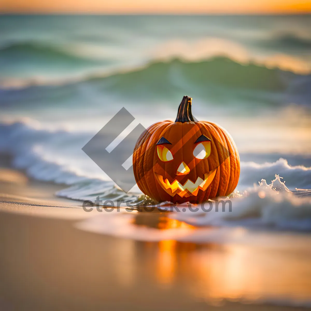 Picture of Scary Jack-O'-Lantern Pumpkin Decoration for Halloween