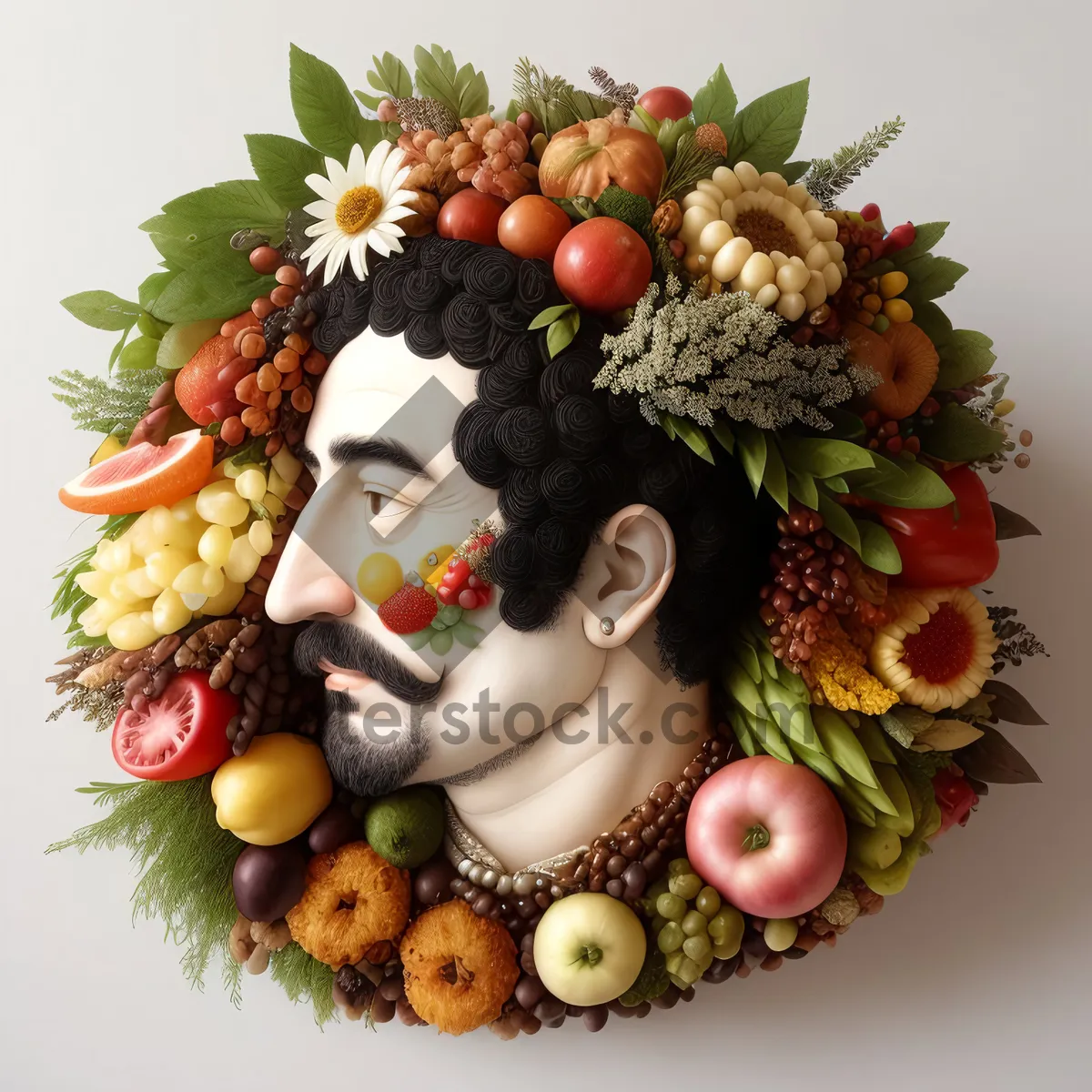 Picture of Colorful Fruit Bouquet with Fresh Vegetables and Doll