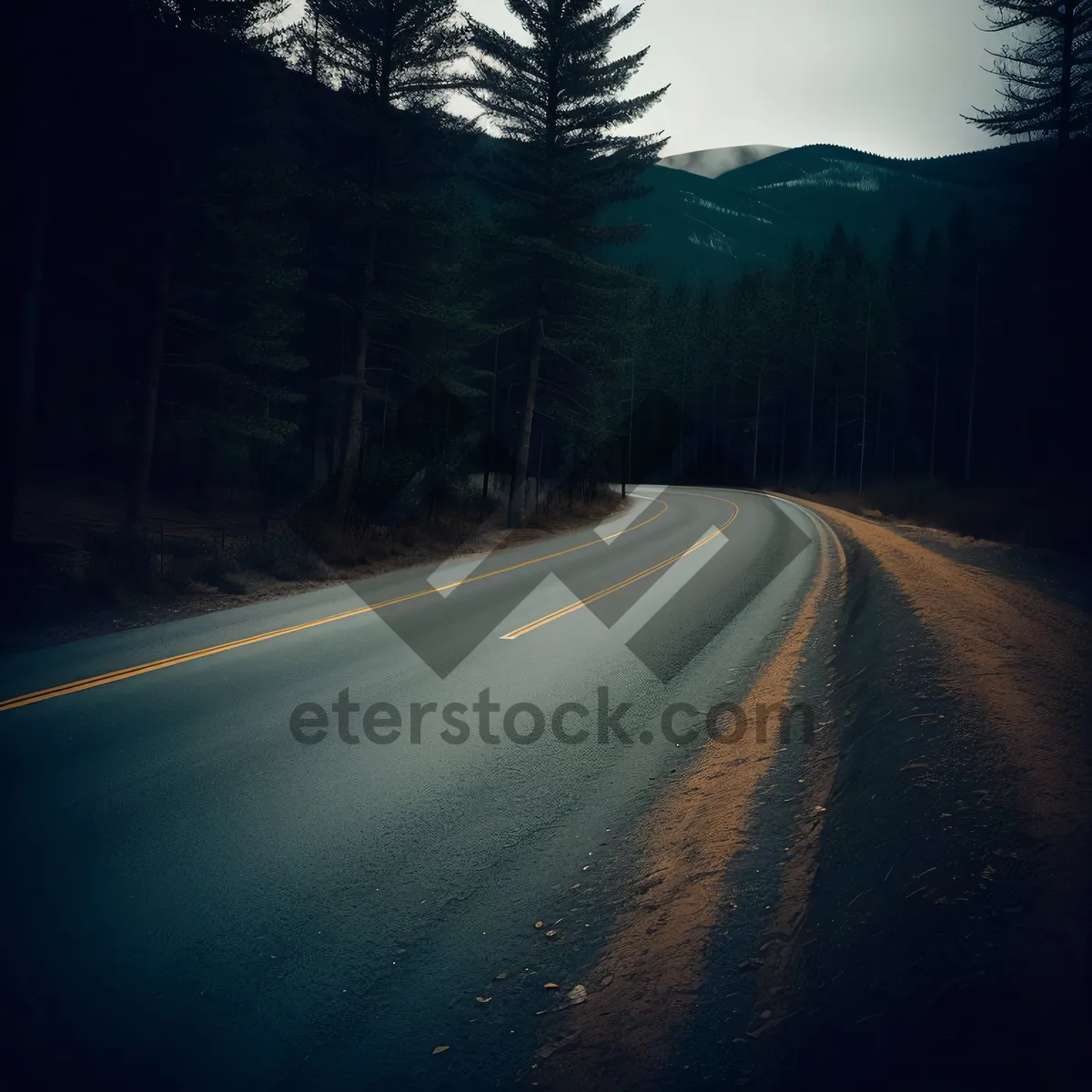 Picture of Scenic Highway Bend with Mountainous Landscape