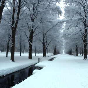 Frosty Winter Wonderland: Serene Snowy Forest Scene