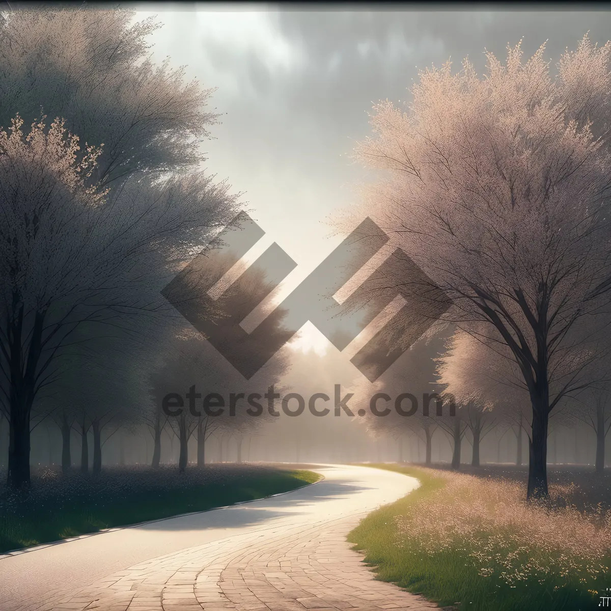 Picture of Serene Winter Landscape with Park Bench and Snow-Covered Trees