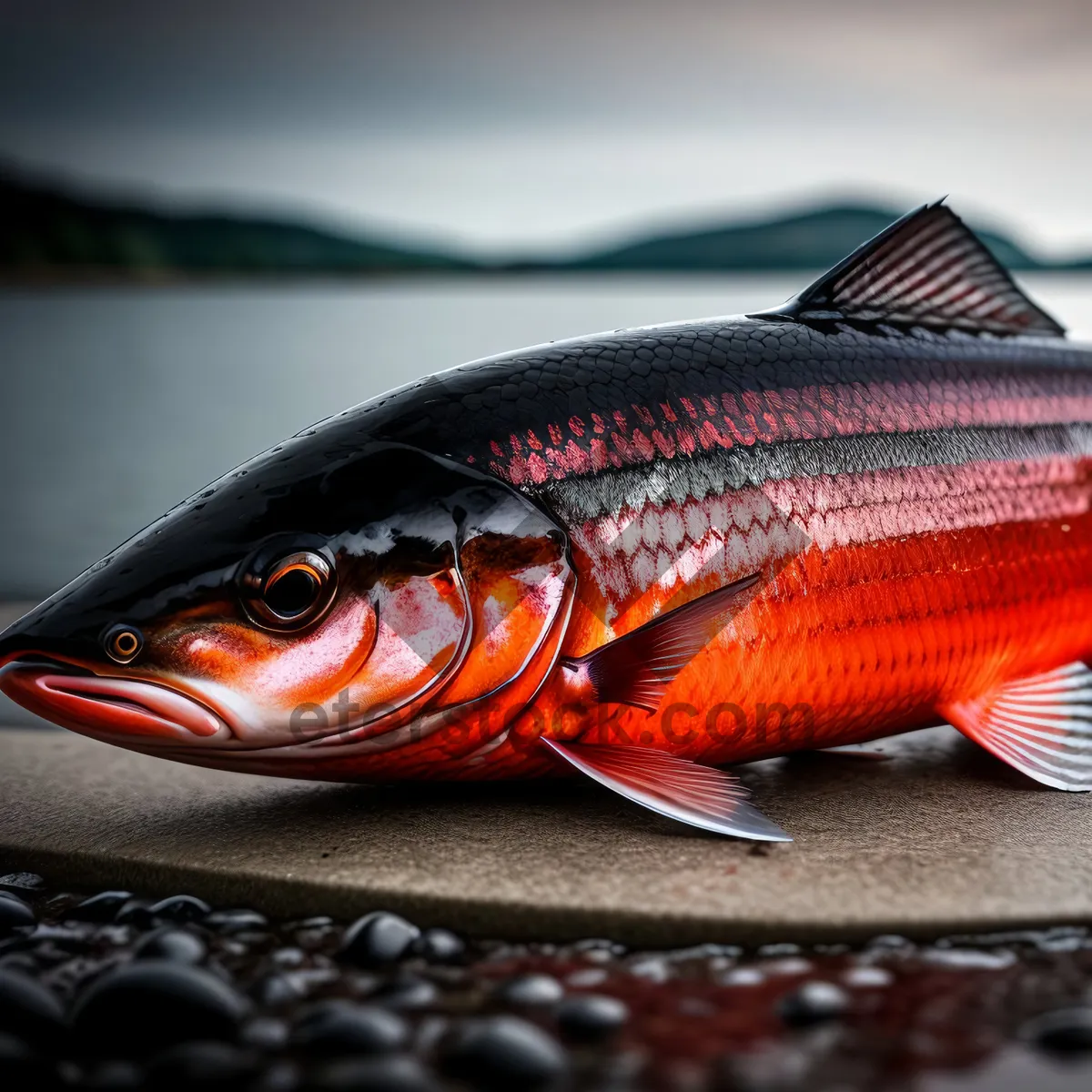 Picture of Fresh seafood catch: Coho salmon, tuna, and snapper.