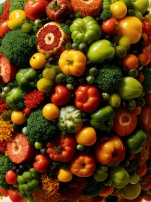 Fresh and Colorful Harvest: A Variety of Healthy Fruits and Vegetables